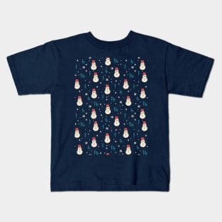 Winter Snowmen Art Pattern Kids T-Shirt